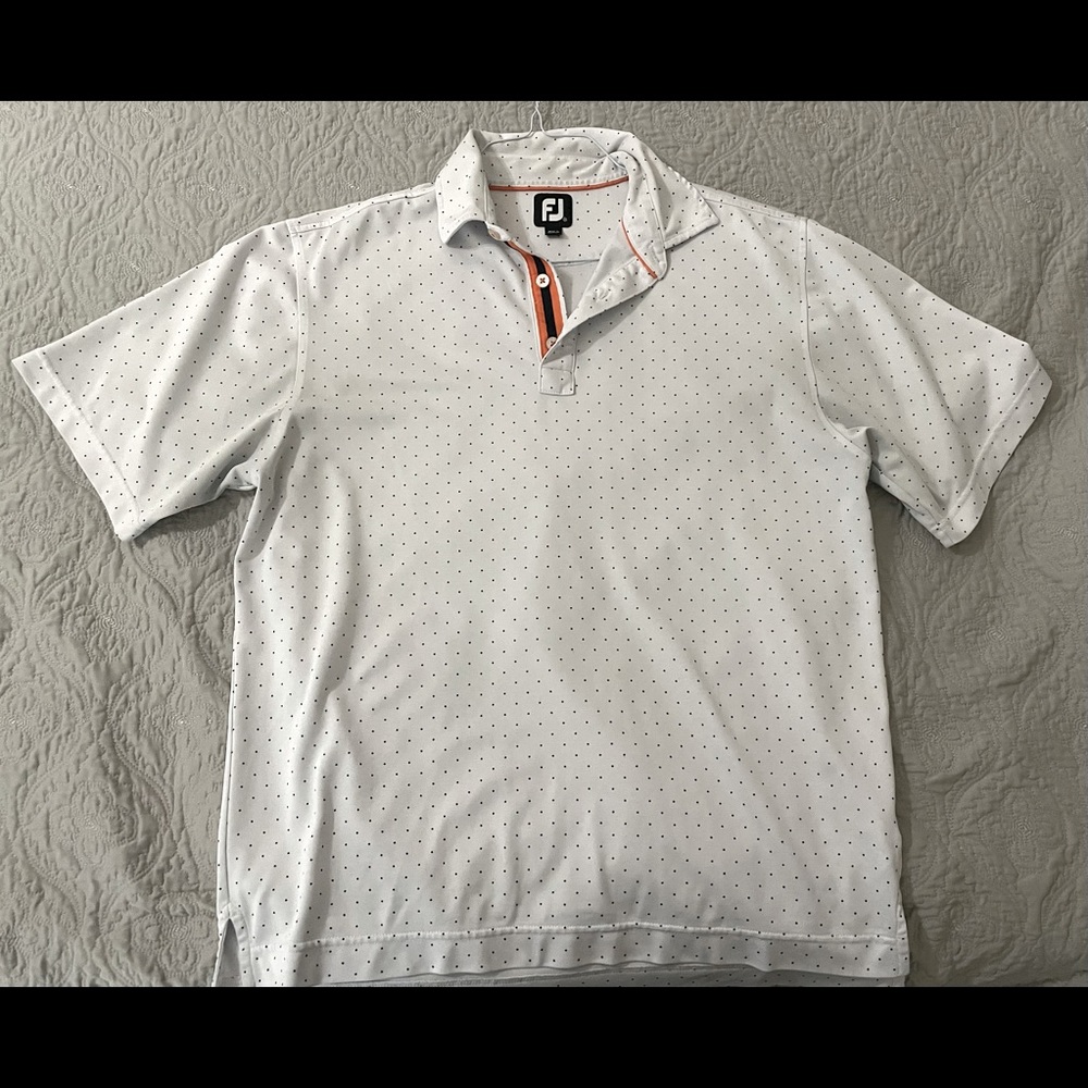 Footjoy white with navy dots M polo